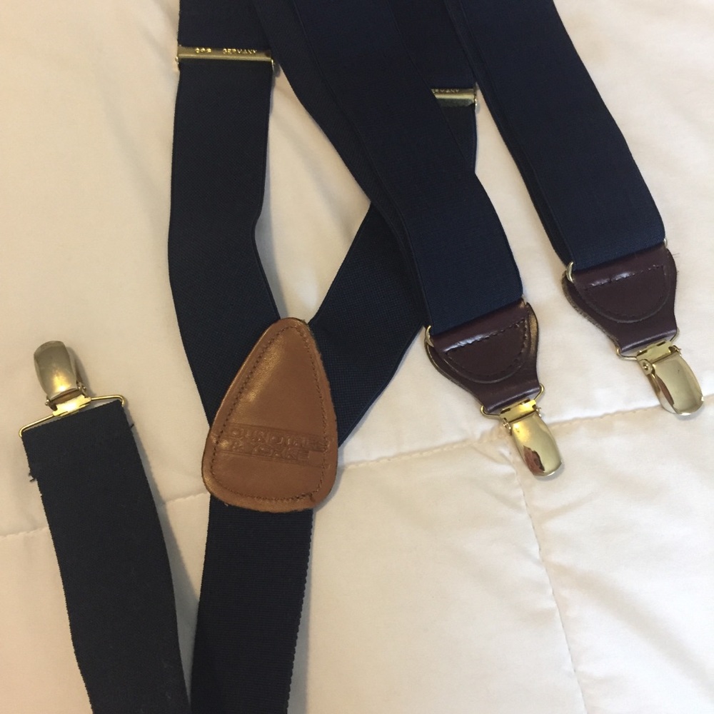 Roundtree & Yorke Leather Navy Blue Suspenders